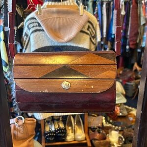 Wooden Geometric Crossbody Bag